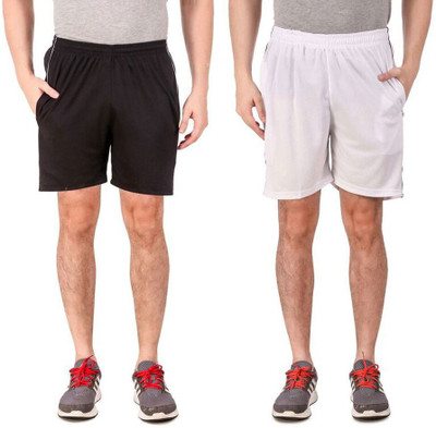 Tempest Solid Men White, Black Regular Shorts