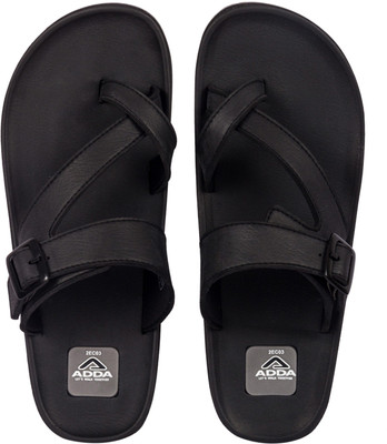 Adda Men Flip Flops(Black, Grey , 9 UK/India)