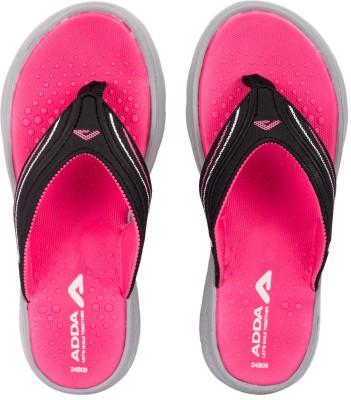 Adda Women Flip Flops(Pink, Grey , 4)