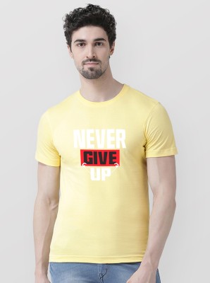 FRISKERS Printed Men Round Neck Yellow T-Shirt