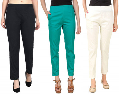 SriSaras Regular Fit Women Green, White, Black Trousers