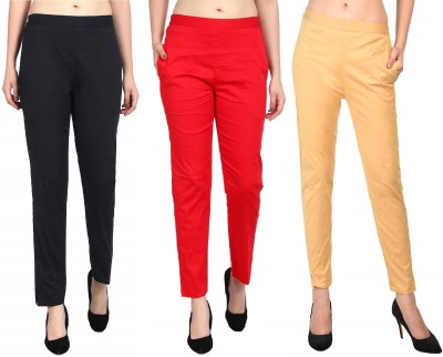 SriSaras Regular Fit, Relaxed Women Red, Black, Yellow Trousers