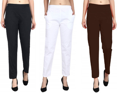 SriSaras Regular Fit Women White, Brown, Black Trousers