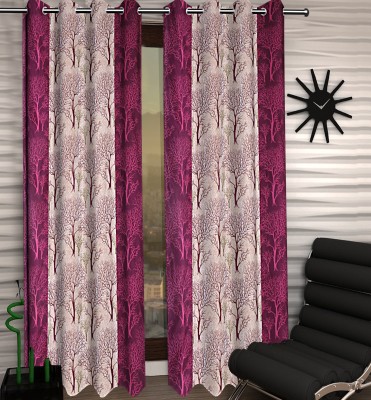 KUBER INDUSTRIES 214 cm (7 ft) Polyester Window & Door Curtain (Pack Of 2)(Printed, Pink)