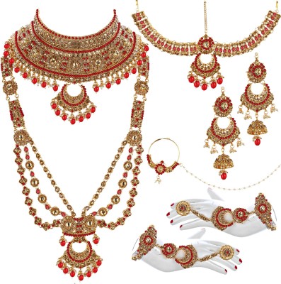 Lucky Jewellery Alloy Gold-plated Gold, Red Jewellery Set(Pack of 1)