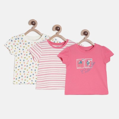 MINI KLUB Baby Girls Pure Cotton Knit Top(Multicolor, Pack of 3)