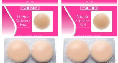 TWO DOTS Two Dots Silicone Adhesive Nipple covers for Women - Reusable Silicone Peel and Stick Bra Pads(Beige Pack of 4)