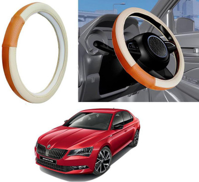 Auto Kite Steering Cover For Skoda Superb(Camel, Beige, Leatherite)