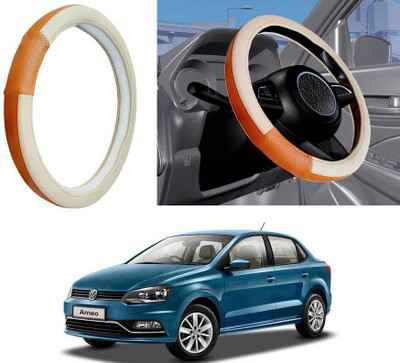 Auto Kite Steering Cover For Volkswagen NA(Camel, Beige, Leatherite)