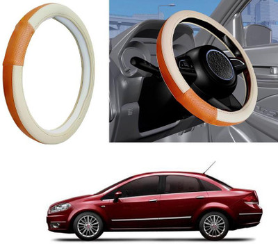 Auto Kite Steering Cover For Fiat Linea(Camel, Beige, Leatherite)