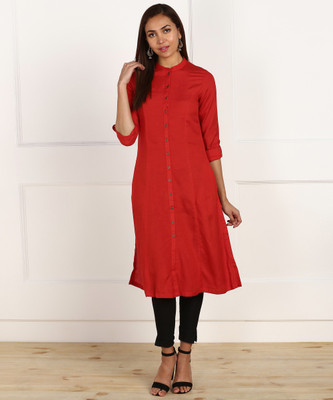 biba-women-solid-straight-kurtared