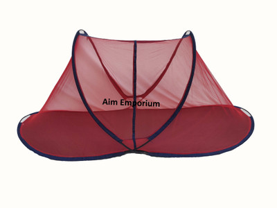 Aim Emporium Polyester Adults Washable Single Bed Foldable Mosquito Net(Red, Tent)