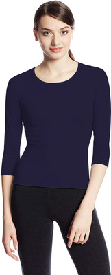 NIPRA'S Self Design Women Round Neck Dark Blue T-Shirt