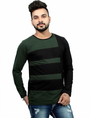 THE EG STORE Colorblock Men Round Neck Dark Green T-Shirt