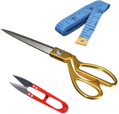 StealODeal 10.5 Inch With Measuring Inch Tape & Thread Cutter Scissors(Set of 3, Multicolor)