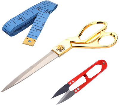 StealODeal 9.5 Inch With Measuring Inch Tape & Thread Cutter Scissors(Set of 3, Multicolor)