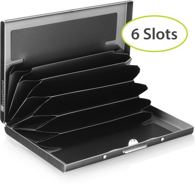 yatee jewel collection Exclusive Black RfID Protected Slim Stainless Steel Black Debit/Credit ,Ultra Thin Business Credit Card Holder for Men & Women, Stainless Steel Wallet RFID Blocking Slim Metal Case for Travel and Work, Great as a Gift for Your Family or Friends (Black)…SET OF 1 , BL-N0-11 6 Ca