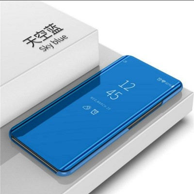 OM GALLERY WORLD Flip Cover for Mirror Clear View Electroplating Leather Stand Flip Cover Flip Case for OPPO F11(Blue, Pack of: 1)