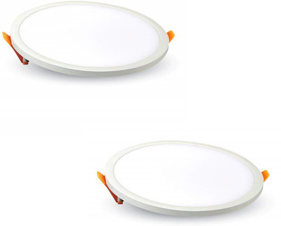 D'Mak D'Mak 22 Watt Trim less LED Round False Ceiling Panel Light with isolated LED Driver for POP (White, Pack of 02) Recessed Ceiling Light Ceiling Lamp(White)