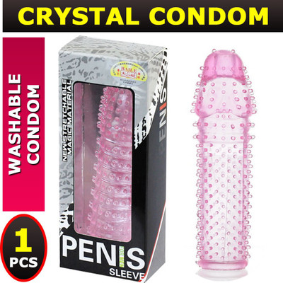 CRYSTAL RoyalToy Washable Reusable Silicone Full Dotted Condom(1 Sheets)