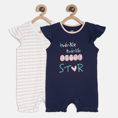 MINI KLUB Romper For Girls Printed Pure Cotton(Multicolor, Pack of 2)