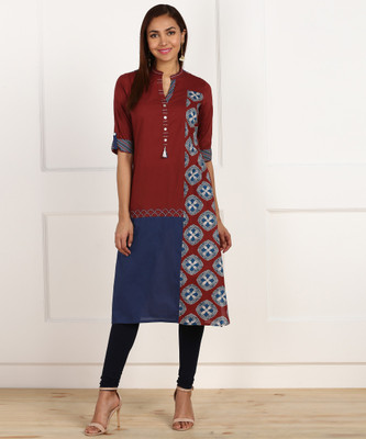 biba-women-printed-straight-kurtamaroon-blue