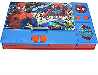 Zahuu Jumbo Spiderman Pencil Box With Inside 6 Hidden Pockets Jumbo Big Size Are, 25cmX15cmX3cm Art Plastic Pencil Box(Set of 1, Blue)