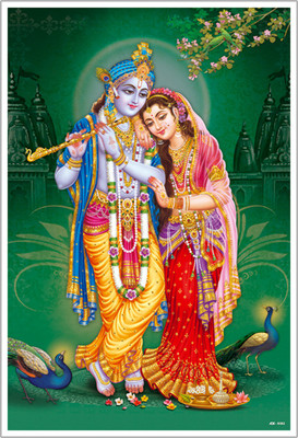 God Radha Krishna Religious Hindu Paper Poster Paper Print(18 inch X 12 inch, Rolled)