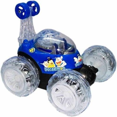 Aavkar creation 3D Wireless Rechargeable Plastic Stunt Car with Remote Control(Blue)