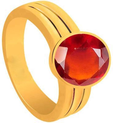 CLEAN GEMS Natural Certified Hessonite (Gomed) 4.25 Ratti or 3.9 Carat for Male & Female Panchdhatu 22k Gold Plated Ring Alloy Ring