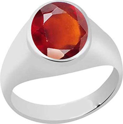 CLEAN GEMS Natural Certified Hessonite (Gomed) 8.25 Ratti or 7.50 Carat for Male 92.5 Sterling Silver Sterling Silver Ring