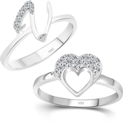 VIGHNAHARTA Women & Girls Combo Ring Alloy Crystal, Cubic Zirconia Rhodium Plated Ring Set