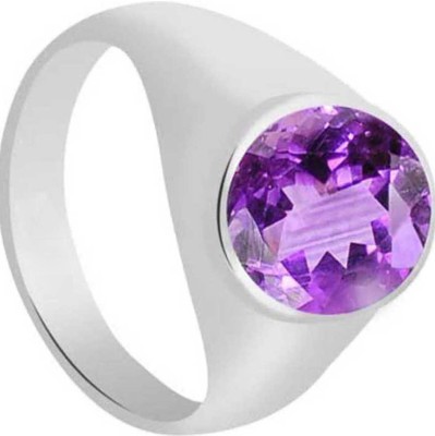 CLEAN GEMS Natural Certified Amethyst (Kathela) 3.25 Ratti or 3 Carat for Male 92.5 Sterling Silver Sterling Silver Ring