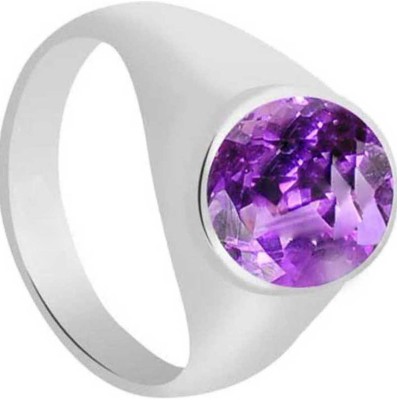 CLEAN GEMS Natural Certified Amethyst (Kathela) 4.25 Ratti or 3.9 Carat Sterling Silver Amethyst Ring