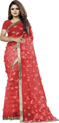 fashion Day Embellished Bollywood Net Saree(Red)