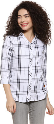 CAMPUS SUTRA Women Checkered Casual White Shirt