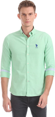 U.S. POLO ASSN. Men Solid Casual Green Shirt