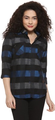 CAMPUS SUTRA Women Checkered Casual Blue, Black, Grey Shirt