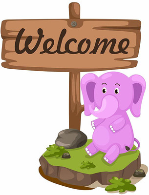 Asmi Collections 40 cm Welcome Home Cute Baby Elephant for Entry Gate Removable Sticker(Pack of 1)