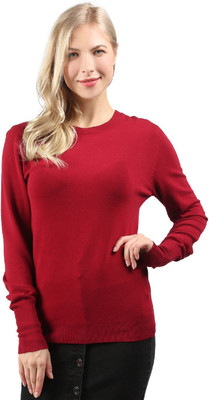 London Rag Woven Round Neck Casual Women Maroon Sweater