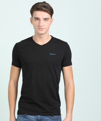 pepe-jeans-solid-men-v-neck-black-t-shirt
