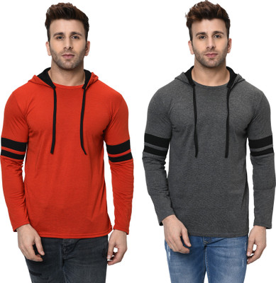 Unite Wear Striped Men Hooded Neck Multicolor T-Shirt