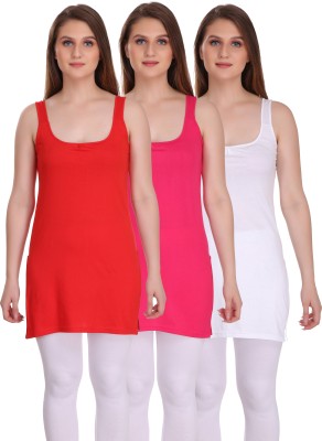 Selfcare Casual Sleeveless Solid Women Red, Pink, White Top