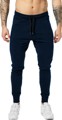 JUGULAR Solid Men Dark Blue Track Pants