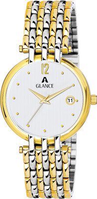 Aglance 1456BM01 Whit dial Silver gold Analog Watch  - For Men