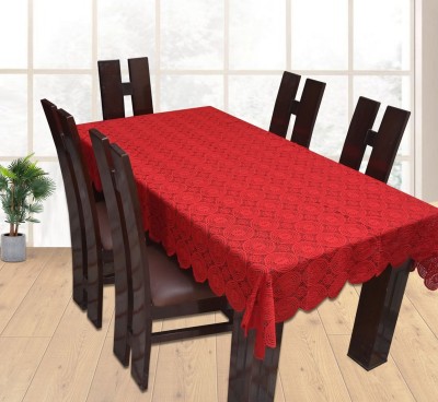 DPA Collection Printed 6 Seater Table Cover(Maroon, Cotton)