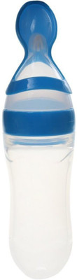 TINNY TOTS Silicone Feeding Bottle With Spoon  - Silicone(Blue)