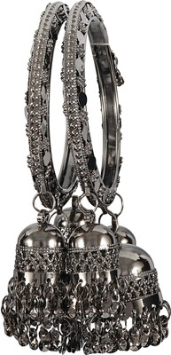 Zulka Get Your Traditions Metal Zircon Bangle Set(Pack of 2)