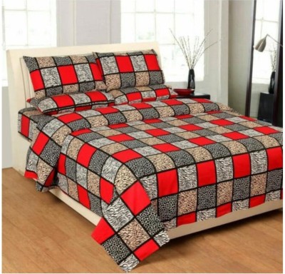 ITALICA CREATION 152 TC Cotton Double Solid Flat Bedsheet(Pack of 1, Black, Red)