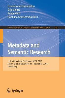 Metadata and Semantic Research(English, Paperback, unknown)